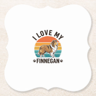 Dessous-de-verre En Papier J'aime mon design de t-shirt avec le nom Finnegan