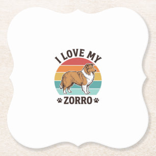 Dessous-de-verre En Papier J'aime mon design vintage Zorro amateur de chien_1