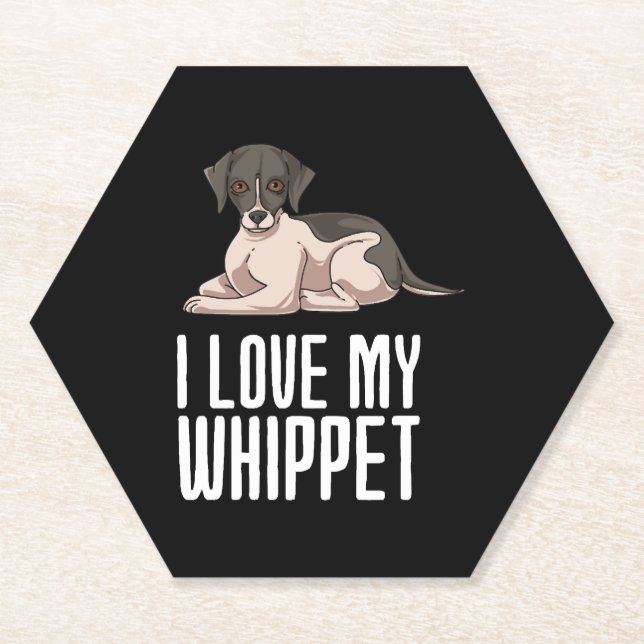 Dessous-de-verre En Papier J'Aime Mon Whippet (Devant)