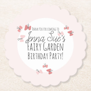 Dessous-de-verre En Papier Jardin de papillons Anniversaire Rose     