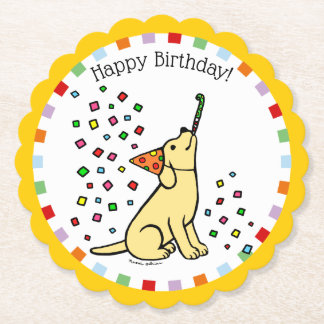 Dessous-de-verre En Papier Jaune Labrador Anniversaire Dessous de verre papie