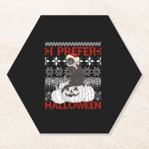 Dessous-de-verre En Papier Je Préfère Halloween Funny Noël noir Chat Sweat