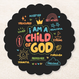 Dessous-de-verre En Papier Je suis un enfant de Dieu Christian Retro Jésus Fo