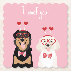 Dessous-de-verre En Papier Je t'ai malmenée Valentine Dog Rottweiler Maltipoo