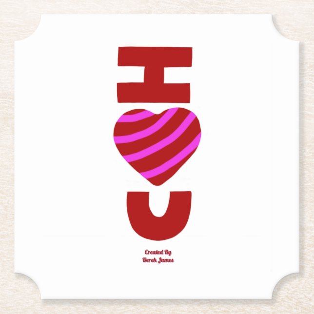 Dessous-de-verre En Papier Je t'aime Dessous de verre papier de billet (Devant)