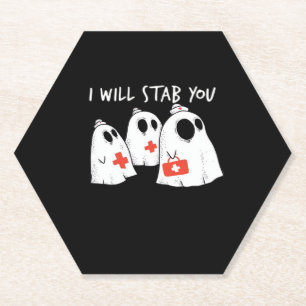 Dessous-de-verre En Papier Je Te Te Te Te Fantôme Infirmière Drôle RN Hallowe