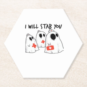 Dessous-de-verre En Papier Je Te Te Te Te Fantôme Infirmière Drôle RN Hallowe
