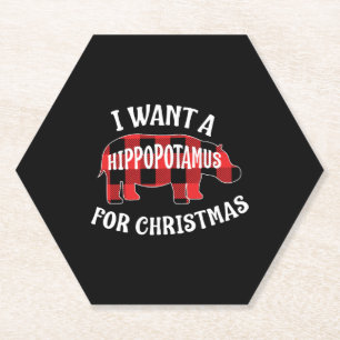 Dessous-de-verre En Papier Je Veux Un Hippopotame Pour Noël Mignonne Hippo Gi