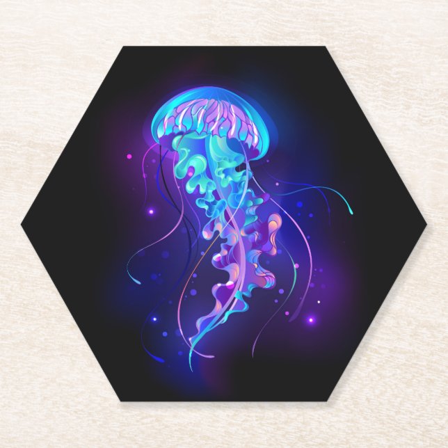 Dessous-de-verre En Papier Jellyfish éclatante couleur (Devant)
