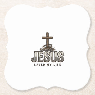 Dessous-de-verre En Papier Jésus a sauvé ma vie Gravure vintage Design chréti