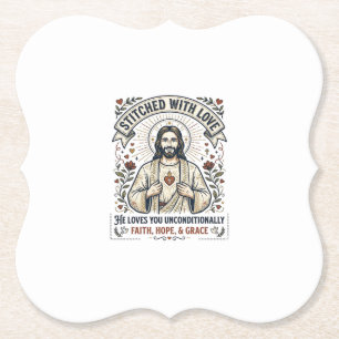 Dessous-de-verre En Papier Jésus Couture Tricotage Chemise Graphique Chrétien