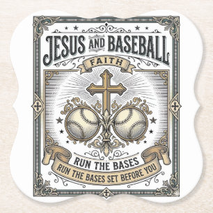 Dessous-de-verre En Papier Jésus et baseball Christianisme vintage