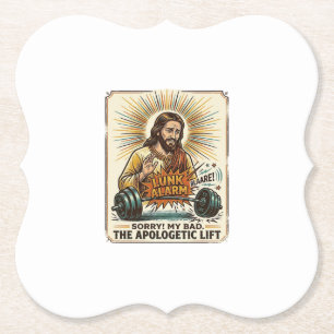 Dessous-de-verre En Papier Jésus laissant tomber lourdement un haltère bruyam