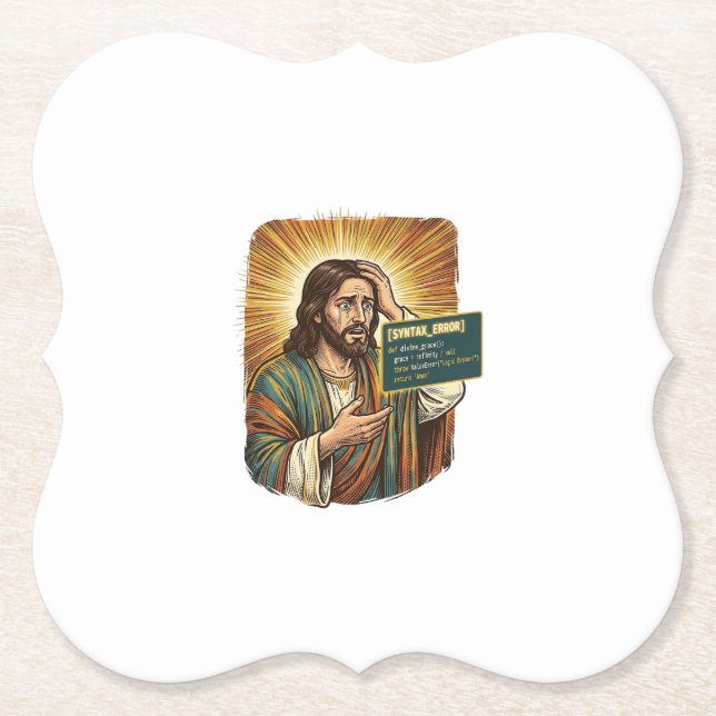 Dessous-de-verre En Papier Jésus pleurant Erreur de syntaxe Codage Programmeu (Devant)