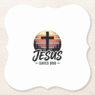 Dessous-de-verre En Papier Jesus Sauve Frère Vintage Chemise Croix Chrétienne