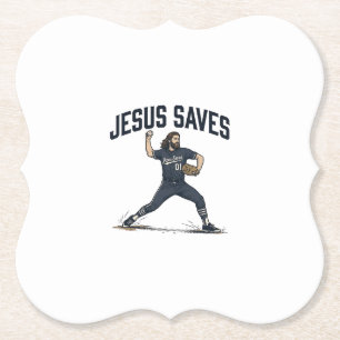 Dessous-de-verre En Papier Jésus Sauve Lanceur de Baseball Vintage Gravure Sh