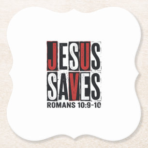Dessous-de-verre En Papier Jésus Sauve Romains 10_9 Chemise Vintage Chrétien 