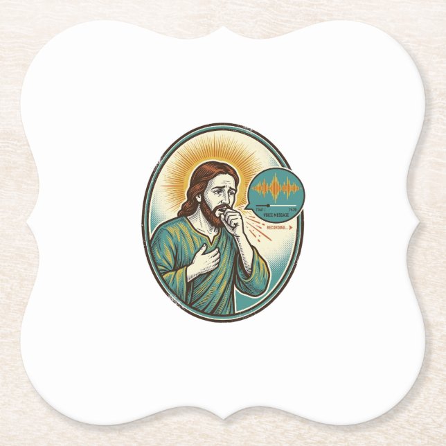 Dessous-de-verre En Papier Jésus tousse au milieu d'un message audio de note  (Devant)