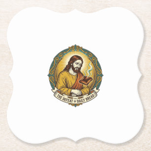 Dessous-de-verre En Papier Jésus vaincu fumant du pain grillé brûlé petit-déj