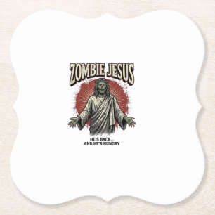 Dessous-de-verre En Papier Jésus zombie gravure vintage design de t-shirt drô
