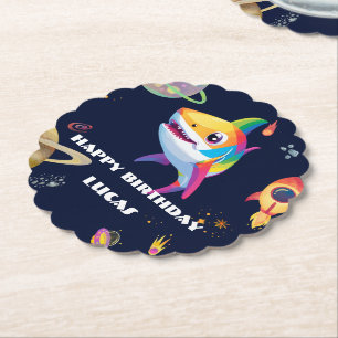 Dessous-de-verre En Papier Joli arc-en-ciel Shark Galaxy Rocket fête d'annive