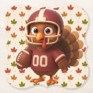 Dessous-de-verre En Papier Joli dindon de football du jour de Thanksgiving