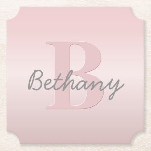 Dessous-de-verre En Papier Joli monogramme rose personnalisable & écriture de