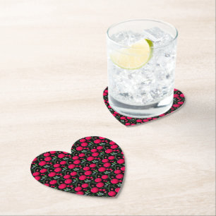 Dessous-de-verre En Papier Joli motif cerise esthétique   Cerise rouge sans c