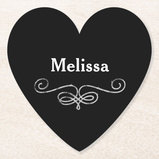 Dessous-de-verre En Papier Joli noir et argent (Devant)