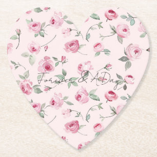 Dessous-de-verre En Papier Joli rose Roses Mariage Floral