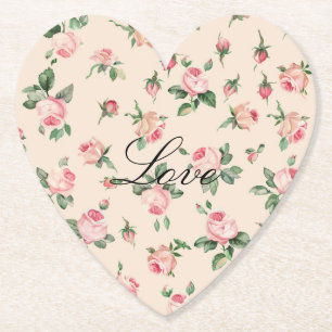 Dessous-de-verre En Papier Joli rose Roses Mariage Floral