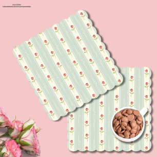 Dessous-de-verre En Papier Joli Shabby chic Cute motif floral bleu