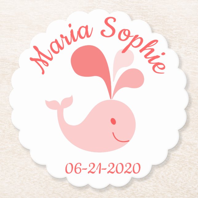 Dessous-de-verre En Papier Jolie baleine rose mignonne (Devant)