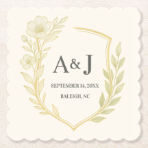 Jolie crête Mariage Florale Monogram Laurel Wreath