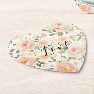Dessous-de-verre En Papier Jolie douche de mariée florale pêche crème