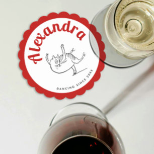 Dessous-de-verre En Papier Jolie Fête de Danse de Chat Rouge et Blanc d'Edwar