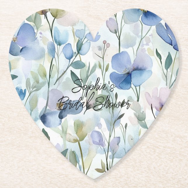 Dessous-de-verre En Papier Jolie Fête de Mariage aux Fleurs Violettes (Devant)