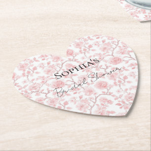 Dessous-de-verre En Papier Jolie Fête de Mariage Florale aux Roses Roses Rose