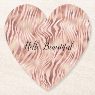 Dessous-de-verre En Papier Jolie fille Glam rose rose Rose Zebra Imprimer