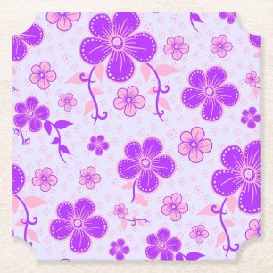 Dessous-de-verre En Papier Jolie impression florale violet et rose sur Lavend