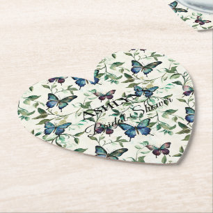 Dessous-de-verre En Papier Jolie Mariage Papillons Bleus