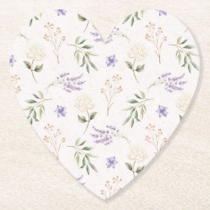 Dessous-de-verre En Papier Jolies Fleurs Lavande Blanches Lavage Nuptial