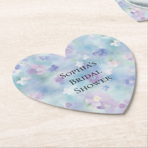 Dessous-de-verre En Papier Jolies Fleurs Violettes et Blanches Romantiques po