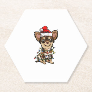 Dessous-de-verre En Papier Jote Chihuahua Père Noël Feux de Noël Joyeux Noël