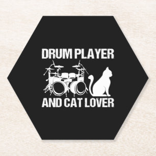 Dessous-de-verre En Papier Joueur de Batterie et Amateur de Chats Musicien qu