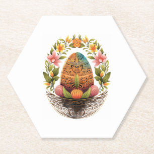 Dessous-de-verre En Papier Jour de Pâques Pâques Panier OEufs Mandala Art Cha