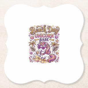 Dessous-de-verre En Papier Jour de plage licorne bébé licorne stylée Zazzle D