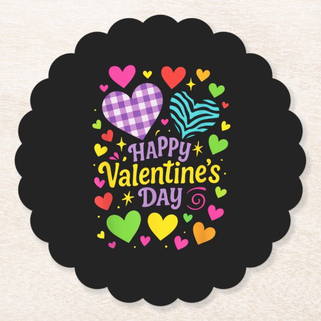 Dessous-de-verre En Papier Joyeuse Saint-Valentin - Cœurs Amour (Devant)
