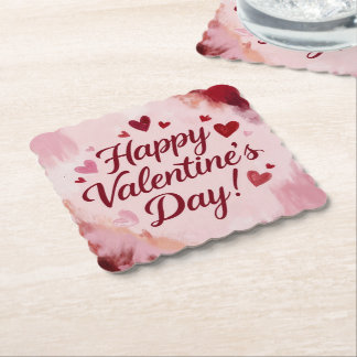 Dessous-de-verre En Papier Joyeuse Saint-Valentin ! Traits de pinceau peints