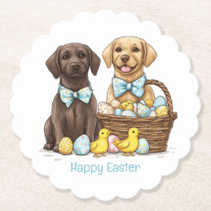 Dessous-de-verre En Papier Joyeuses Pâques Chiens Labrador Retriever